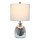Lalia Home - Hammered Glass Jar Table Lamp with Linen Shade - Metallic Gray/Gray