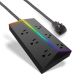 Titan - 6 Outlet 1500 Joules Surge Protector Strip with ColorChanging LED - Black