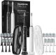AquaSonic - Elite Duo - Rechargeable Electric Toothbrush Set - 2 Brushes, 16 Brush Heads, Wireless, Travel Cases - White and Black