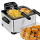Costway - Electric Deep Fryer 5.3QT/21-Cup 1700W w/ Triple Basket - Black/Silver