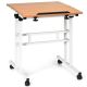 Costway - Mobile Standing Desk Height Adjustable Sit Stand Workstation Stand Up Desk 2in1 - White/Natural