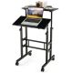 Costway - Mobile Standing Desk Rolling Adjustable Laptop Cart Home Office - Black