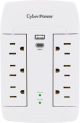 CyberPower - 6-Outlet/1-USB-A/1-USB-C 1500 Joules Wall Surge Protector - White