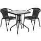 Alamont Home - Lila Outdoor Square Contemporary Metal 3 Piece Patio Set - Clear/Black