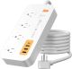 j5create - 4-Outlet/3-USB-A/1-USB-C 500J Smart Matter Enabled Surge Protector Power Strip - White & Orange