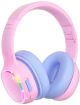 Tronsmart - Active Noise Cancelling Wireless Headphones with 74/85/93dB Safe Volume, LED Lights, 70H Playtime Over-Ear ANC Headsets - Pink