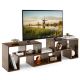Costway - 3 Pieces TV Console Stand Modern Entertainment Center Storage Bookcase Brown - Brown