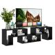 Costway - 3 Pieces TV Console Stand Modern Entertainment Center Storage Bookcase Black - Black