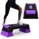 Costway - Aerobic Exercise Stepper Trainer with Riser Adjustable Height 5''- 7''- 9'' - Purple