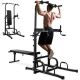Costway - Adjustable Power Tower Pull Up Bar Stand Dip Station Equipment with Bench Home Gym - Black