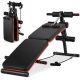 Costway - 7 in 1 Sit up Bench 7 in 1 Sit up Bench Multi-Layer Structure Cushion Foldable - Black/Red