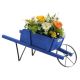 Costway - Wooden Wagon Planter Decorative Indoor/Outdoor Rustic Flower Cart with Wheel - Blue