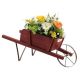 Costway - Wooden Wagon Planter Decorative Indoor/Outdoor Rustic Flower Cart with Wheel - Red