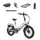 Lectric eBikes - XP4 750 Step-Thru Foldable Long-Range eBike (Max 85mi./28mph) + LevelUp Rack/Comfort Seat/Seat Post/Elite Headlight/Lock - Stratus White