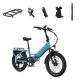 Lectric eBikes - XP4 750 Step-Thru Foldable Long-Range eBike (Max 85mi./28mph) + LevelUp Rack/Phone Mount/Seat Post/Elite Headlight/Lock - Raindrop Blue