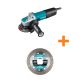 Makita 7.5 AMP Corded 4-1/2 in. X-LOCK Angle Grinder with X-Lock 4-1/2 in. Turbo Rim Diamond Blade for Masonry Cutting GA4570-E-07216