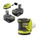 RYOBI ONE+ 18V Lithium-Ion 4.0 Ah Compact Battery (2-Pack) and Charger Kit with Cordless ONE+ Random Orbit Sander PSK006-PCL406B