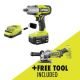  RYOBI ONE+ 18V Cordless 2-Tool Combo Kit with 1/2 in. Impact Wrench, 4-1/2 in. Angle Grinder, 4.0 Ah Battery, and Charger