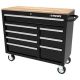 Husky 42 in. W x 18.1 in. D 8-Drawer Black Mobile Workbench Cabinet with Solid Wood Top