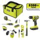 RYOBI ONE+ 18V Cordless 3/8 in. Drill Kit with 1.5 Ah Battery, Charger, and 53 Accessories PCL1113K1