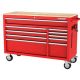 Husky Modular 52 in. W 10-Drawer Red Mobile Workbench Cabinet with Solid Wood Top