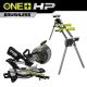 RYOBI ONE+ HP 18V Brushless Cordless 10 in. Sliding Compound Miter Saw (Tool Only) with Foldable Miter Saw QUICKSTAND PBLMS01B-A18MS01G