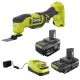 RYOBI ONE+ 18V Lithium-Ion Kit with 2.0 Ah and 4.0 Ah Batteries, Charger, and ONE+ 18V Cordless Multi-Tool PSK106SB-PCL430B