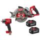 Milwaukee M18 FUEL 18V Lith-Ion Cordless 7-1/4 in. Rear Handle Circ Saw w/1/2 in. Impact Wrench & (2) High Output 6.0Ah Battery 2830-20-2962-20-48-11-1862