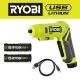 RYOBI USB Lithium Screwdriver Kit with 2.0 Ah USB Lithium Battery, Charging Cable, and Extra USB Lithium 3.0 Ah Battery FVD50K-FVB03