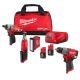 Milwaukee M12 12V Lithium-Ion Cordless Screwdriver, 3/8 in. High Speed Ratchet, Light, 1/2 in. Drill Driver Combo Kit (4-Tool) 2401-23B-3403-20