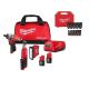 Milwaukee M12 12V Lithium-Ion Cordless Screwdriver, 3/8in. Ratchet, Light (3-pC Combo Kit) W/ 2 Batteries, Charger & Socket Set 2401-23B-49-66-7006