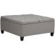 Simpli Home - Harrison 36 inch Wide Transitional Square Coffee Table Storage Ottoman in Dove Grey Linen Look Fabric - Dove Gray