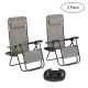 Hastings Home - Zero Gravity Lounge Chairs Set of 2 - Gray