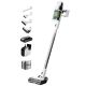 Greenworks - 24V Stick Vacuum WHITE Charger w. (1) Wall Basic Fast Charger, (4) Attachments, (2) Clips, (1) 4 Ah Battery - Green