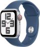 Apple Watch SE (GPS+Cellular) 40mm Aluminum Case with Denim Sport Band - S/M - Silver