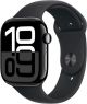 Apple Watch Series 10 (GPS+Cellular) 46mm Aluminum Case with Black Sport Band - S/M - Jet Black