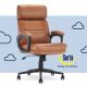 Serta - Comfort Mid-Back Modern Bonded Leather Executive Office Chair - Cognac