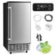 Costway - Built-in Ice Maker Free-Standing/Under Counter Machine 80lbs/Day w/ Drain Pump - Silver/Black