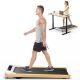 Costway - Walking Pad Under Desk Treadmill with Remote Control for Home/Office LED Display - Gray + Black + Natural