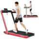 Costway - Up To 7.5MPH 2.25HP 2 in 1 Dual Display Screen Treadmill Jogging Machine W/APP Control - Red