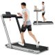 Costway - Up To 7.5MPH 2.25HP 2 in 1 Dual Display Screen Treadmill Jogging Machine W/APP Control - Silver
