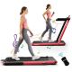 Costway - Up To 7.5MPH 2.25HP 2 in 1 Single Display Screen Treadmill Remote Control W/ APP Control Speaker - Red