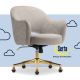 Serta - Mia Retro-Modern Soft Velvet Upholstery Ergonomic Home Office Chair - Stoneware Beige