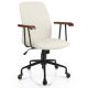 Costway - Velvet Home Office Chair Swivel Adjustable Task Chair with Wooden Armrest - Beige