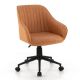 Costway - PU Leather Home Office Arm Chair Adjustable Swivel Leisure Desk Chair - Brown