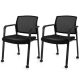 Costway - Conference Chairs Stackable Office Guest Mesh Chair Waiting Room Wheels (Set of 2) - Black