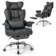 Costway - Office Desk Chair Big and Tall Executive Office Chair with Footrest Lumbar Support - Gray