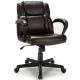 Costway - Executive Leather Office Chair Adjustable Computer Desk Chair with Armrest - Brown