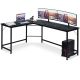 Costway - L-Shaped Computer Desk Corner Workstation Study Gaming Table Home Office - Black