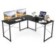 Costway - L-Shaped Reversible Computer Desk 2-Person Long Table with Monitor Stand - Black